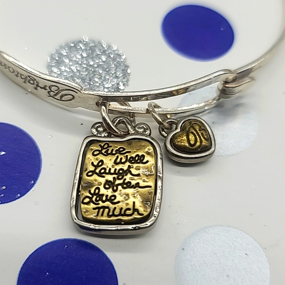 Brighton "Art & Soul Collection: Live Well, Laugh Often" Hammered Silver Bangle! - Picture 5 of 9